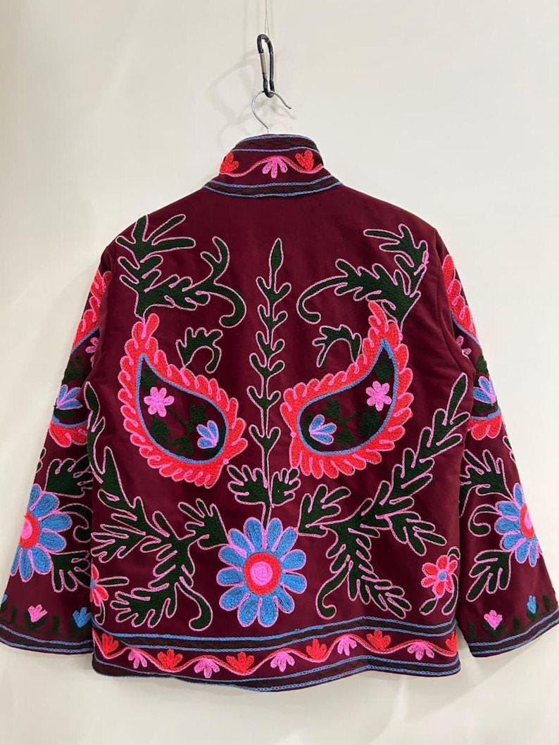Handmade Suzani Velvet Jacket | Vintage Embroidered Boho Outerwear Bohozani