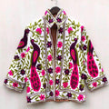 Embroidered Velvet Suzani Jacket | Peacock Floral Ethnic Outerwear, Festival Wear Bohozani
