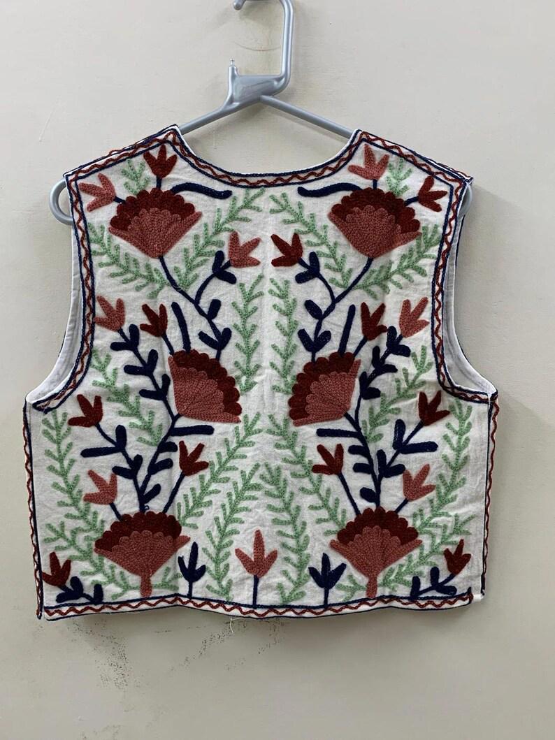Embroidered Suzani Velvet Vest | Boho Floral Waistcoat, Handmade Ethnic Jacket Bohozani