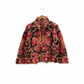 Embroidered Cotton Velvet Suzani Jacket, Floral Folk Art Boho Coat Bohozani