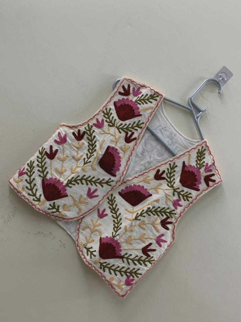 Embroidered Suzani Velvet Vest | Boho Floral Ethnic Gilet, Festival Wear Bohozani