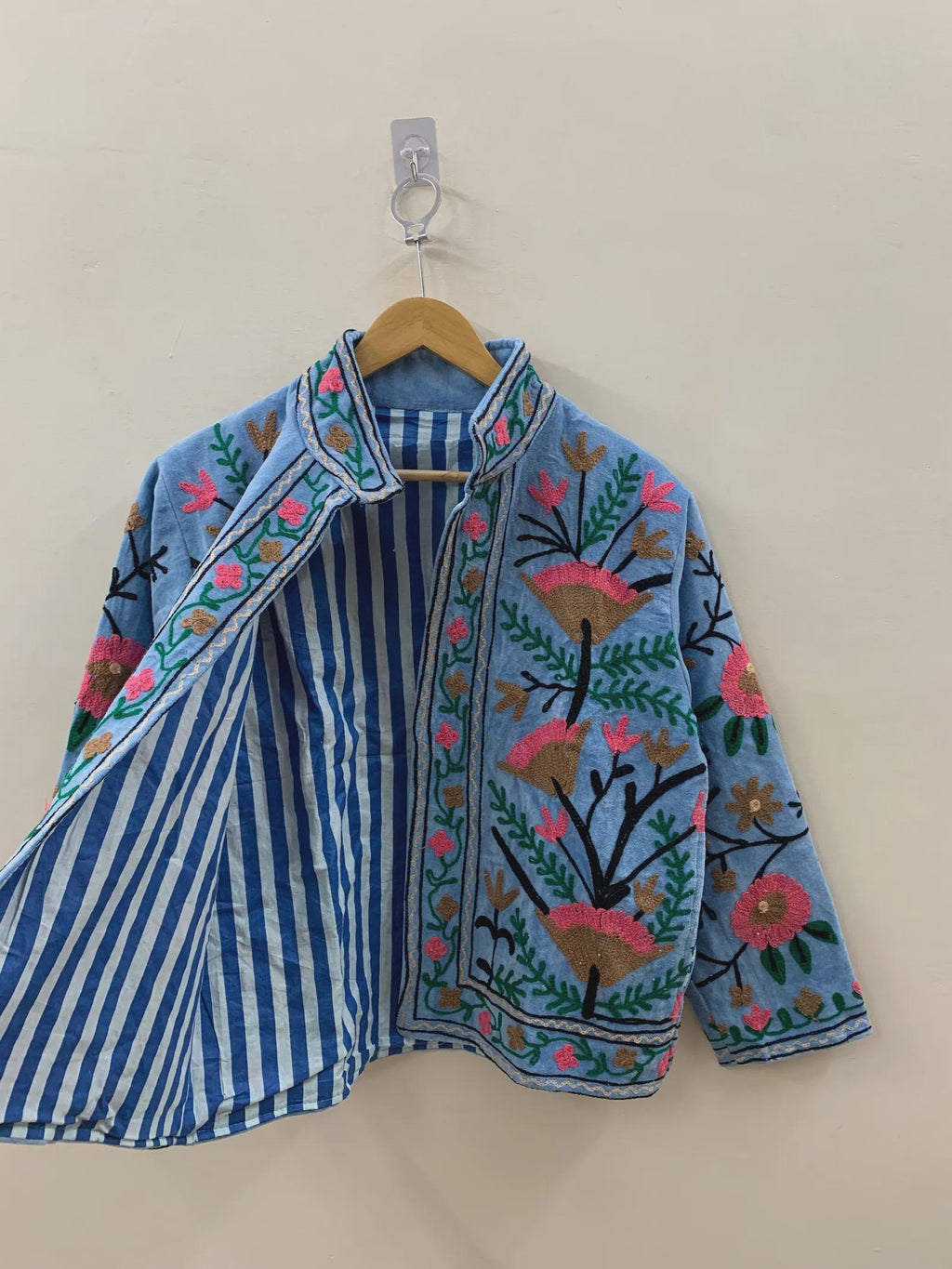 Hand-Embroidered Suzani Velvet Jacket | Short Bohemian Festival Coat Bohozani