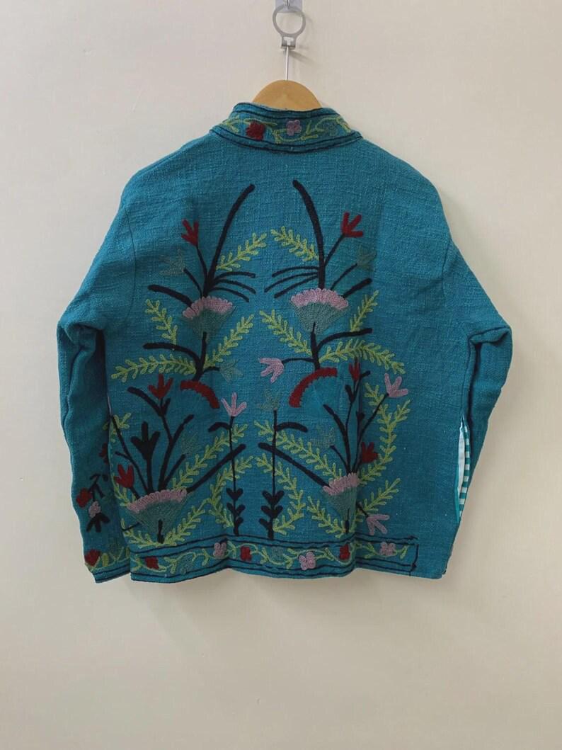 Chic Embroidered Suzani TNT Jacket | Floral Boho Cotton Coat | Gift For Her Bohozani