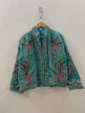 Green Velvet Floral Suzani Embroidered Jacket | Uzbek Boho Festival Duster Outerwear Bohozani