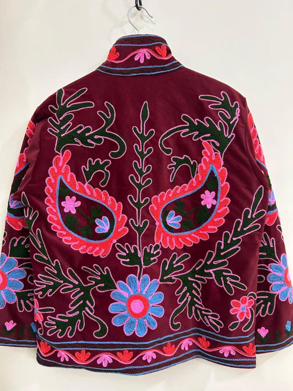 Suzani Embroidered Velvet Jacket | Handmade Short Bohemian Festival Coat Bohozani