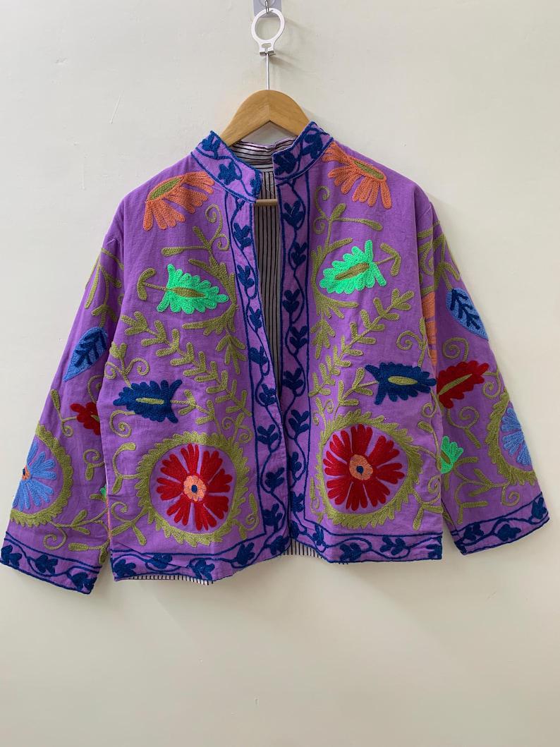 Bohemian Velvet Suzani Embroidered Jacket | Hand-Embroidered Festival Coat Bohozani