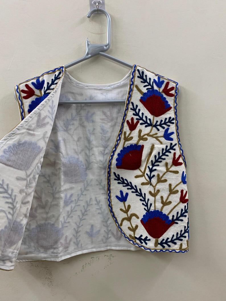 Handmade Suzani Velvet Vest | Floral Embroidery, Boho Layering Jacket Bohozani