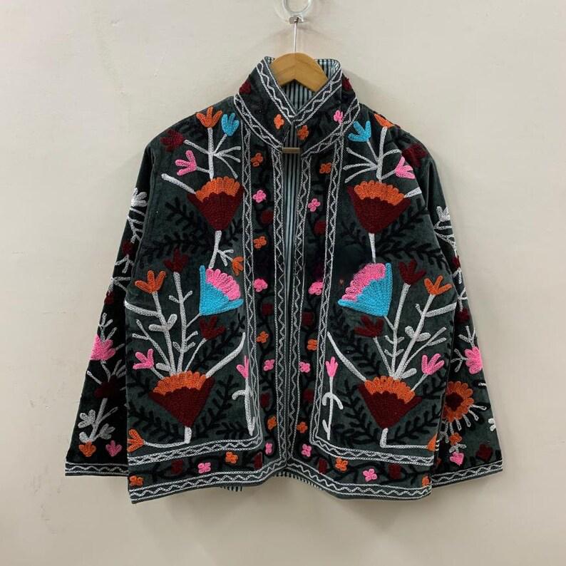 Embroidered Velvet Suzani Jacket | Boho Indian Coat | Gift For Her Bohozani