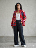 Unique Handmade Floral Red Velvet Suzani Embroidered Jacket Bohozani