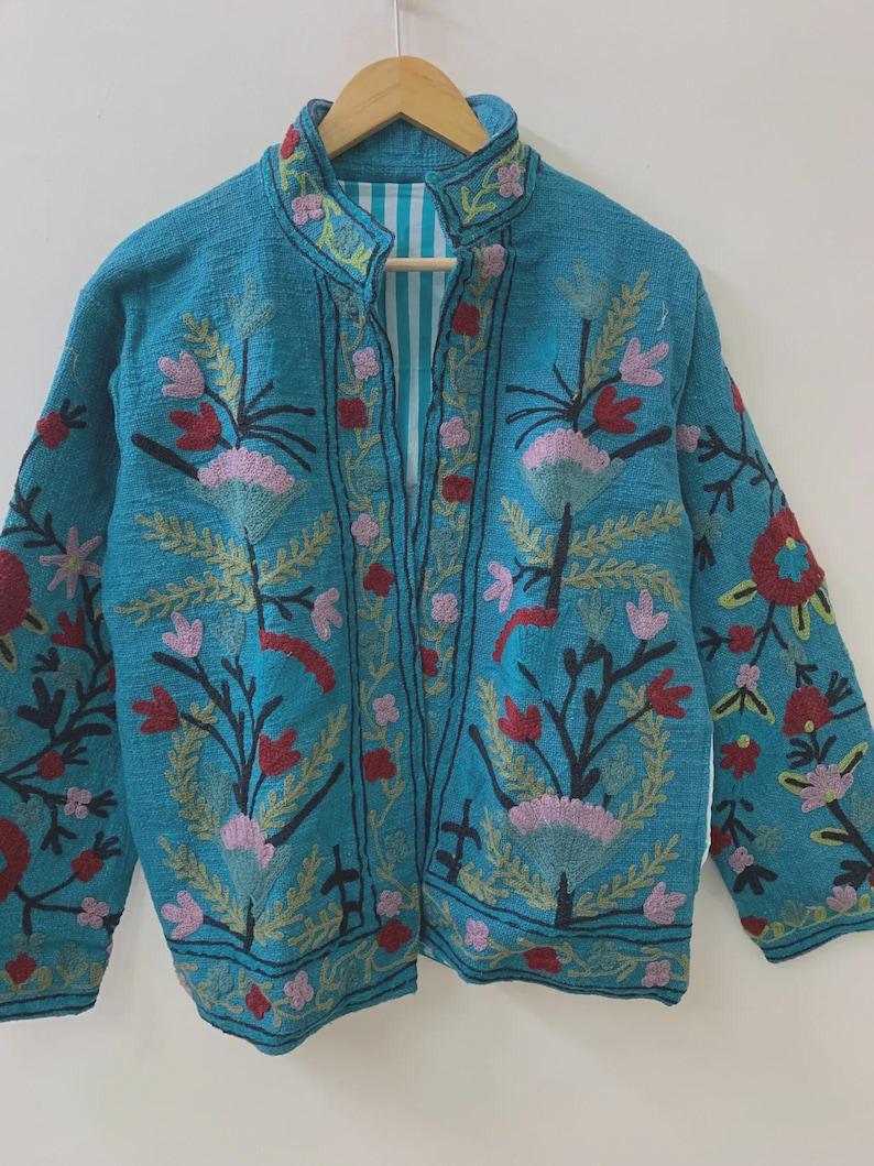 Floral Embroidered Suzani Jacket | Boho Ethnic Duster Bohozani