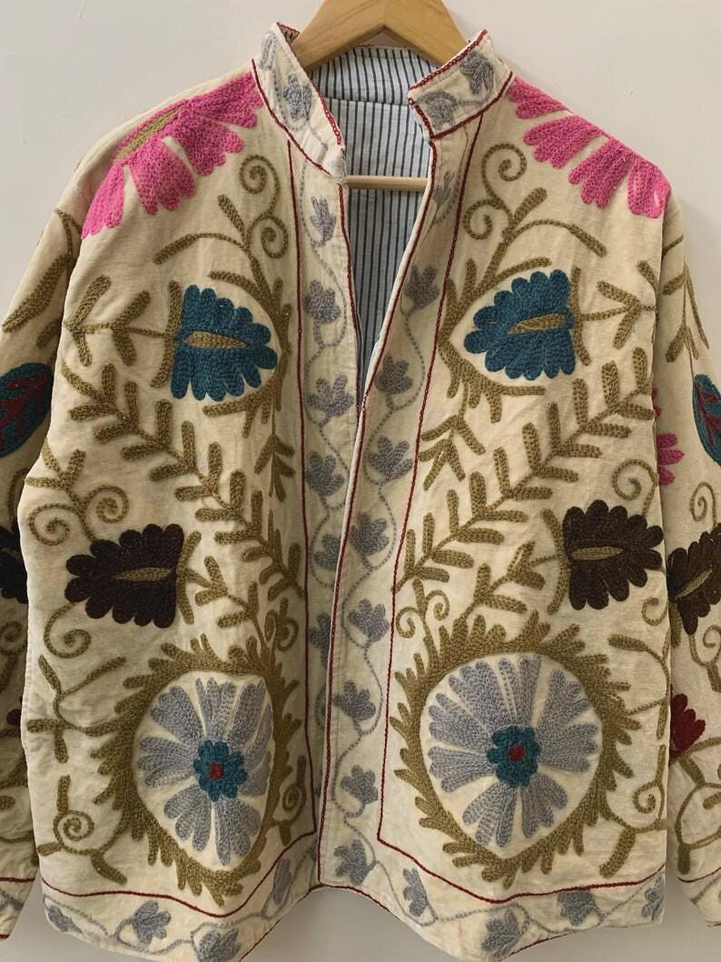 NEW COLLECTION Hand-Embroidered Velvet Suzani Jacket – Boho Ethnic Kimono Outerwear Mother's Day Gift Bohozani