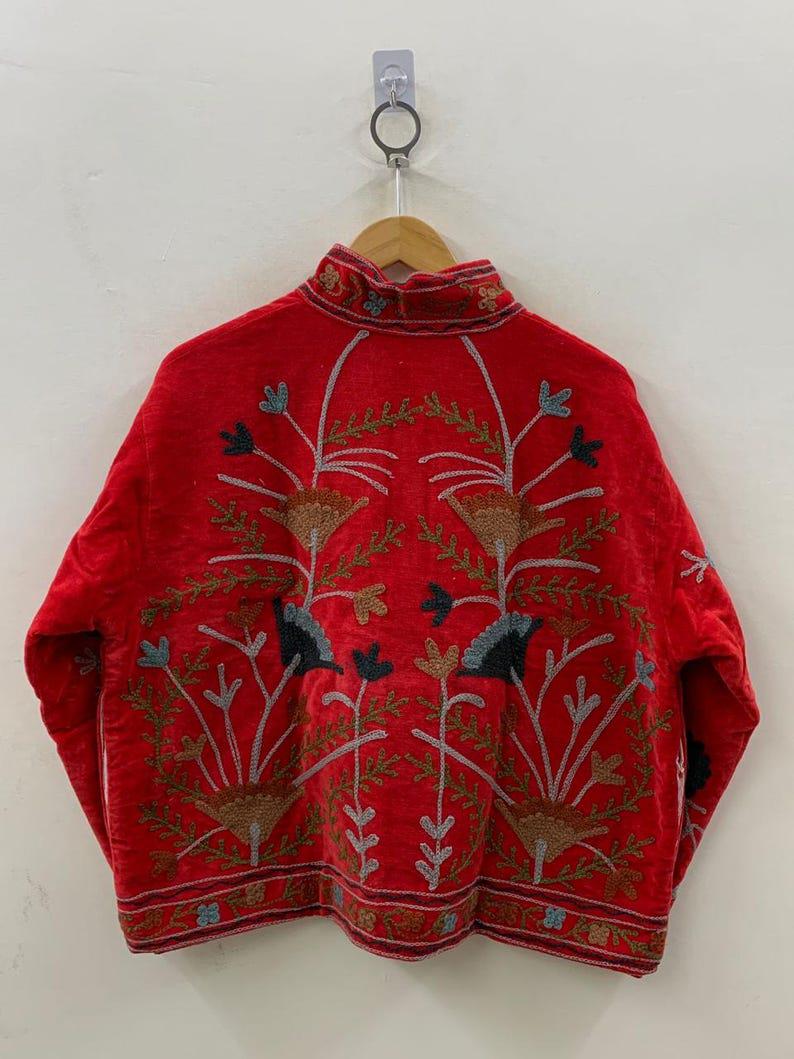 Handmade Floral Velvet Suzani Embroidered Jacket Bohozani