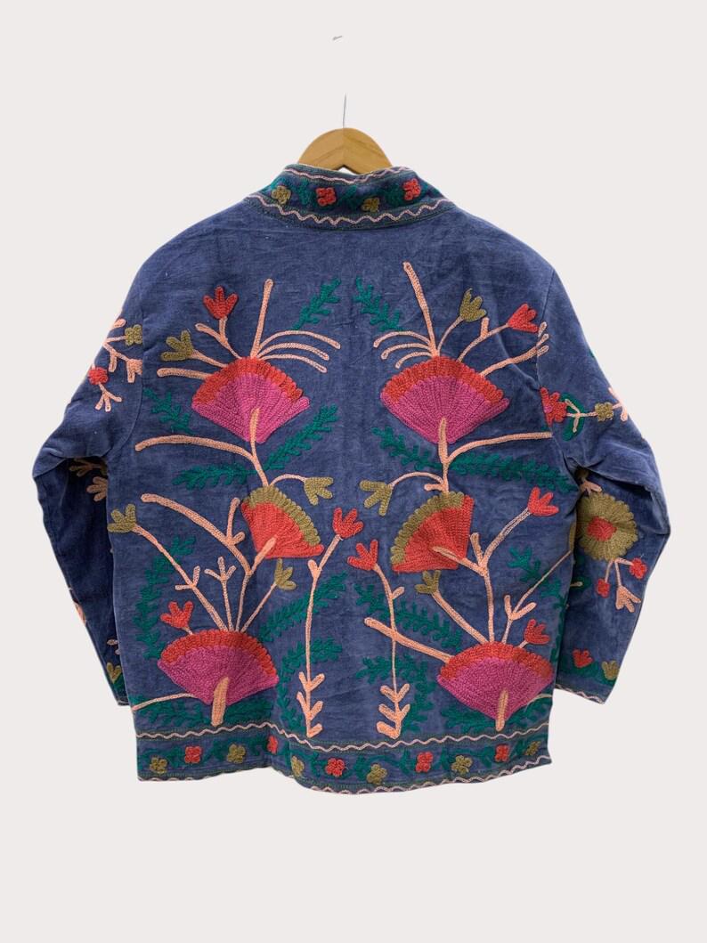 Velvet Suzani Jacket – Hand-Embroidered Boho Ethnic Kimono Outerwear Bohozani