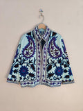 Embroidered Velvet Suzani Jacket | Bohemian Floral Indian Outerwear, Cropped Style Bohozani