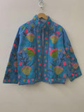 Embroidered Cotton Velvet Suzani Jacket, Bohemian Floral Folk Art Coat Bohozani