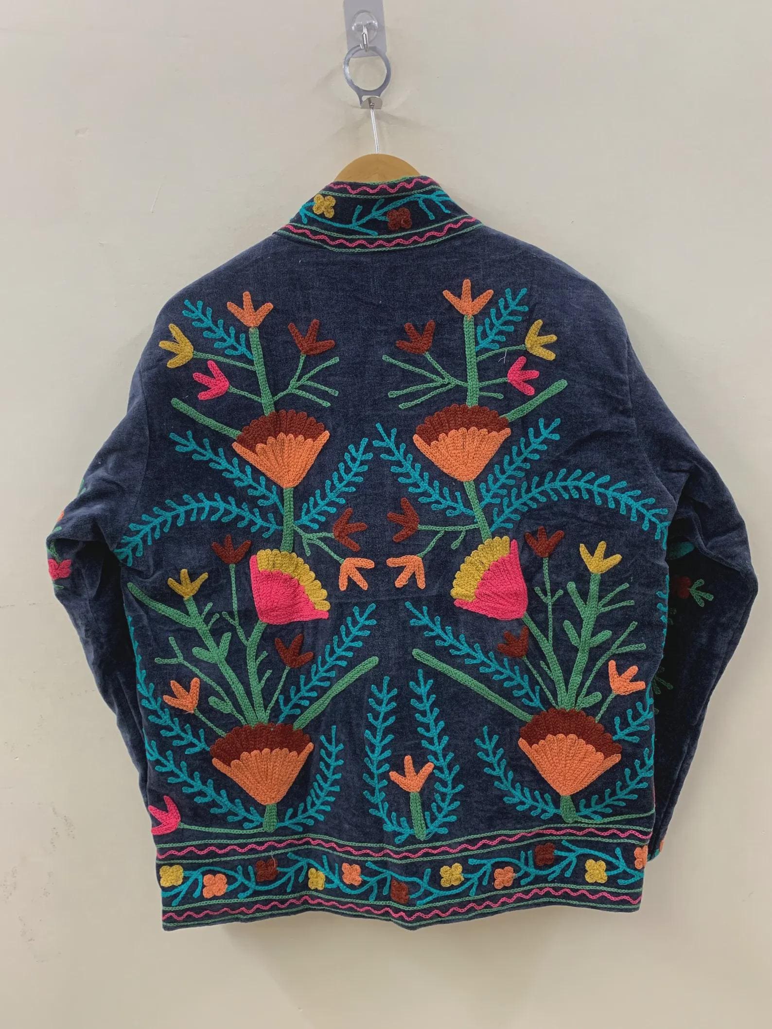 Suzani Embroidered Velvet Jacket | Short Bohemian Festival Coat, Ethnic Outerwear Bohozani