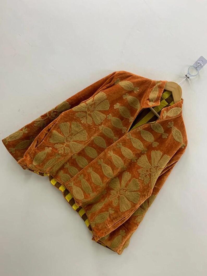 Handmade Velvet Suzani Embroidered Coat | Cropped Boho Ethnic Jacket Bohozani