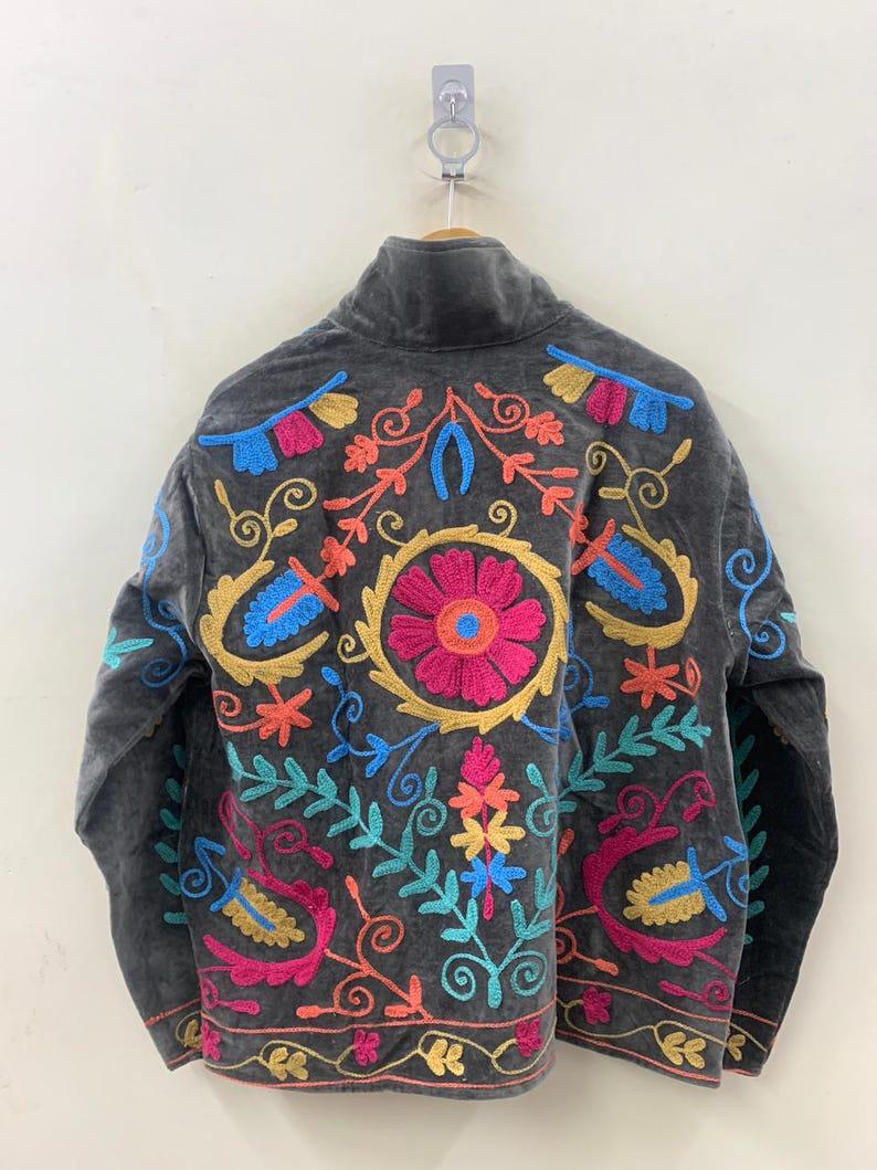 Handmade Velvet Suzani Embroidered Jacket Bohozani