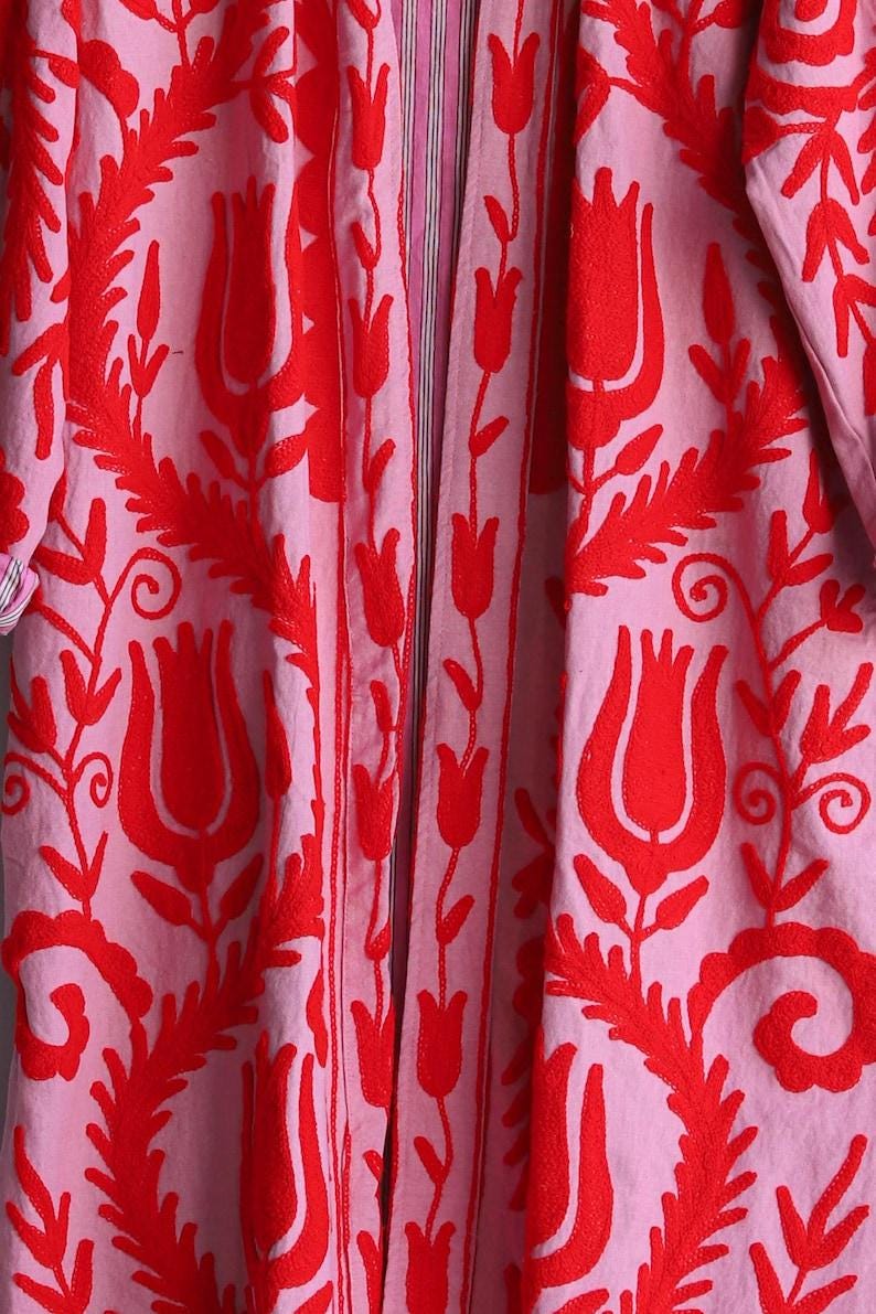 Suzani Kimono Jacket, Cotton & Silk Bohozani
