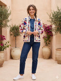 Velvet Suzani Jacket: Embroidered Floral Design, Silk Lined Bohozani