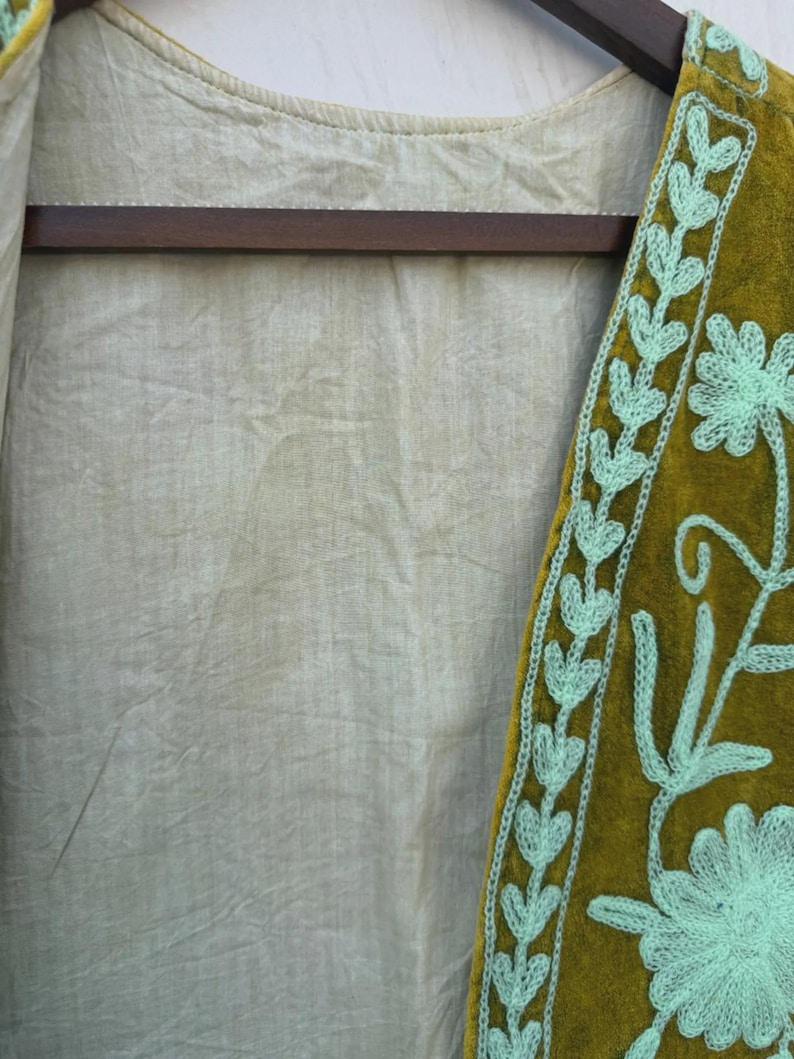 Hand-Embroidered Velvet Suzani Vest – Boho Floral Ethnic Jacket Bohozani