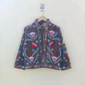 Floral Suzani Velvet Jacket, Hand-Embroidered Boho Ethnic Chic Outerwear Bohozani