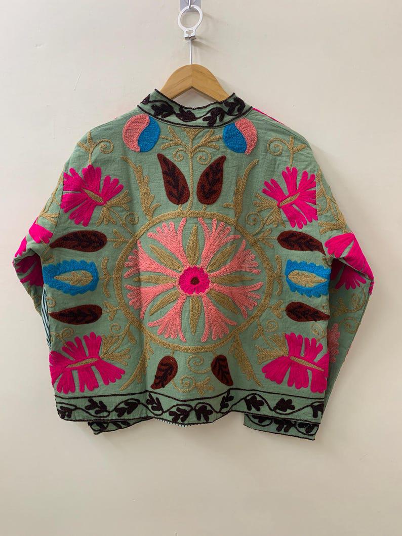 Velvet Suzani Embroidered Jacket | Short Boho Festival Coat, Ethnic Outerwear Bohozani