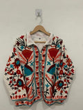 Hand Embroidered Floral Velvet Suzani Jacket, Warm Winter Coat Bohozani