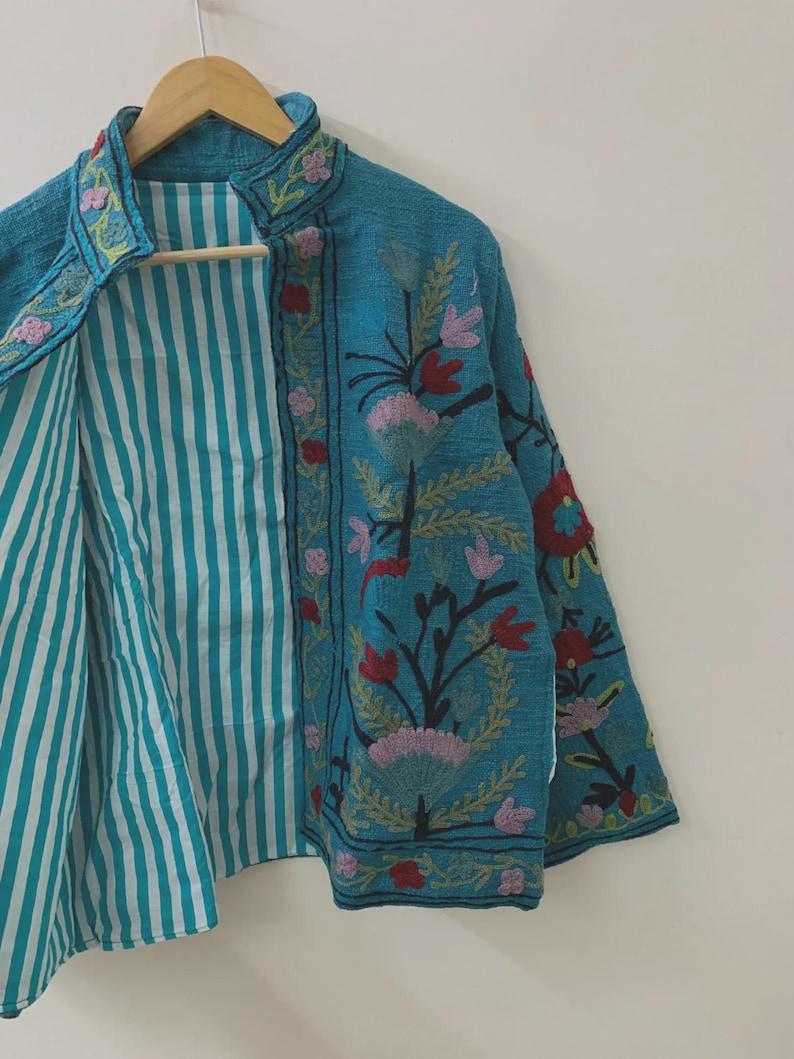 Floral Embroidered Suzani Jacket | Boho Ethnic Duster Bohozani