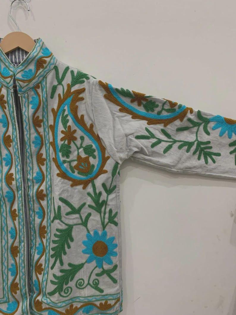 Handmade Velvet Suzani Embroidered Jacket Bohozani