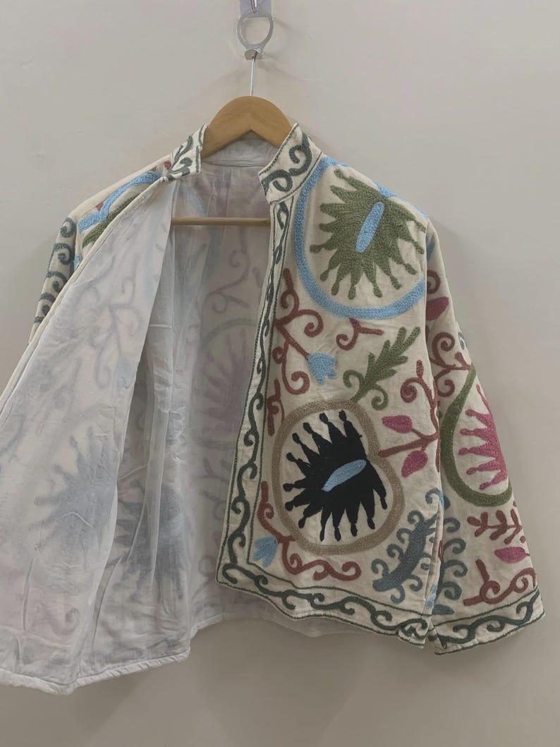 Hand-Embroidered Suzani Velvet Cropped Jacket | Boho Floral Ethnic Outerwear Bohozani