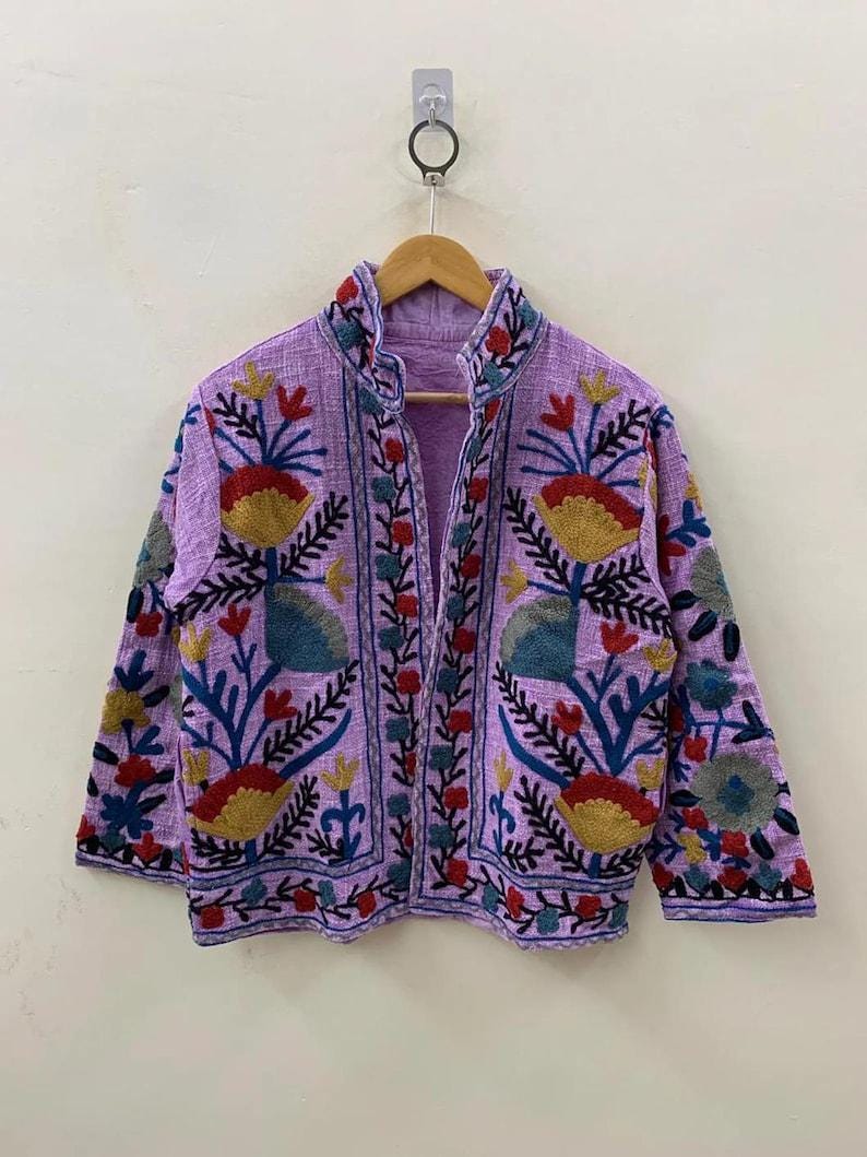 TNT Fabric Suzani Embroidered Cotton Jacket | Boho Chic Coat | Gift For Her Bohozani