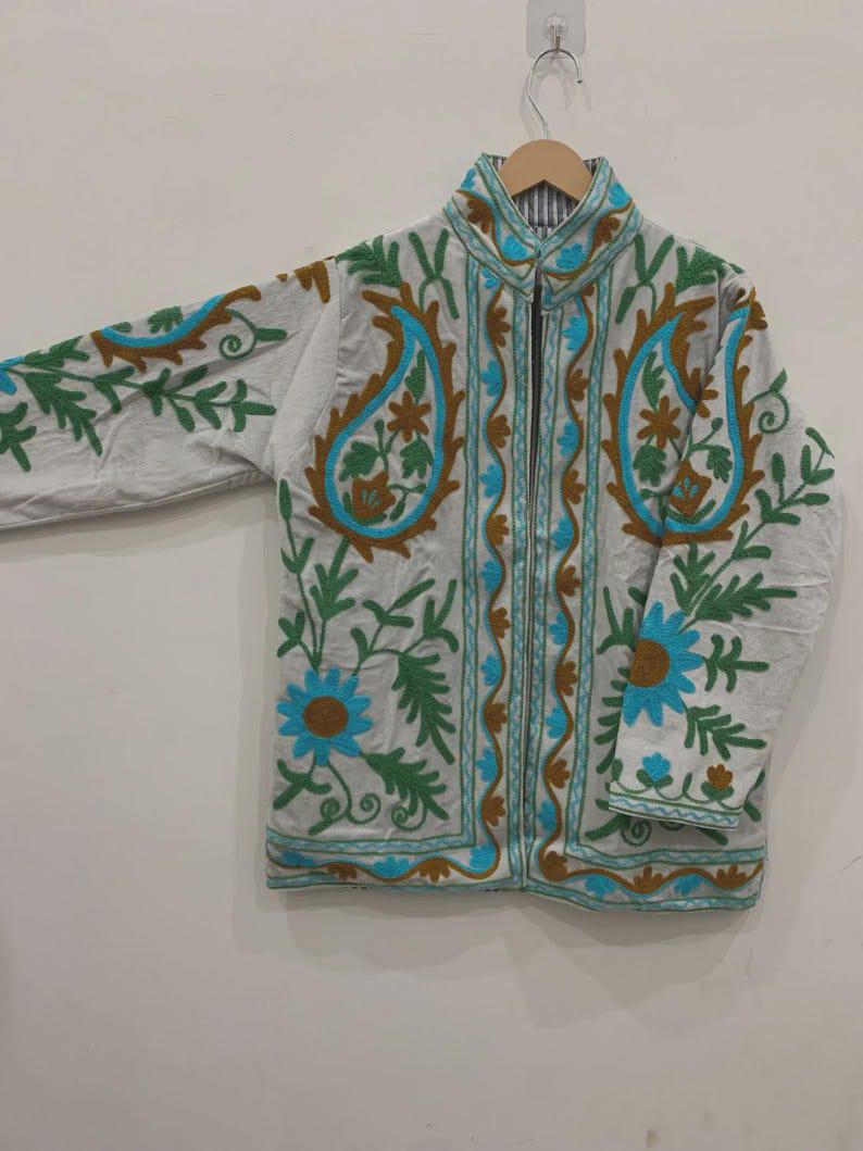 Handmade Velvet Suzani Embroidered Jacket Bohozani
