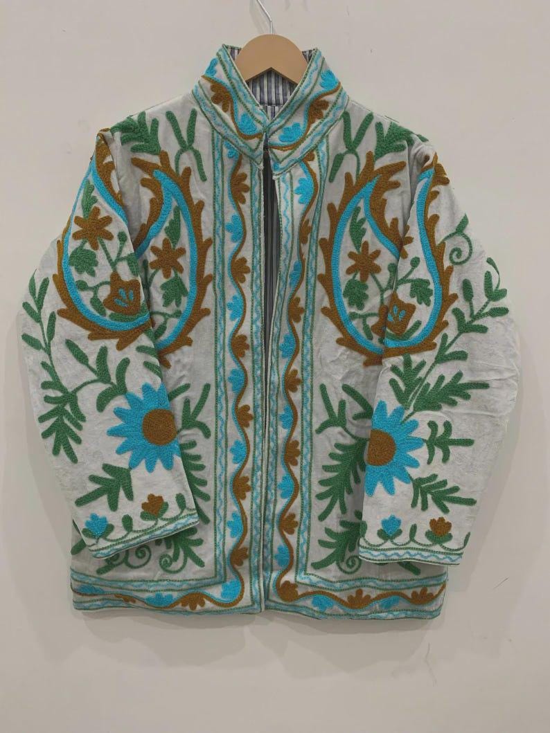 Handmade Velvet Suzani Embroidered Jacket Bohozani