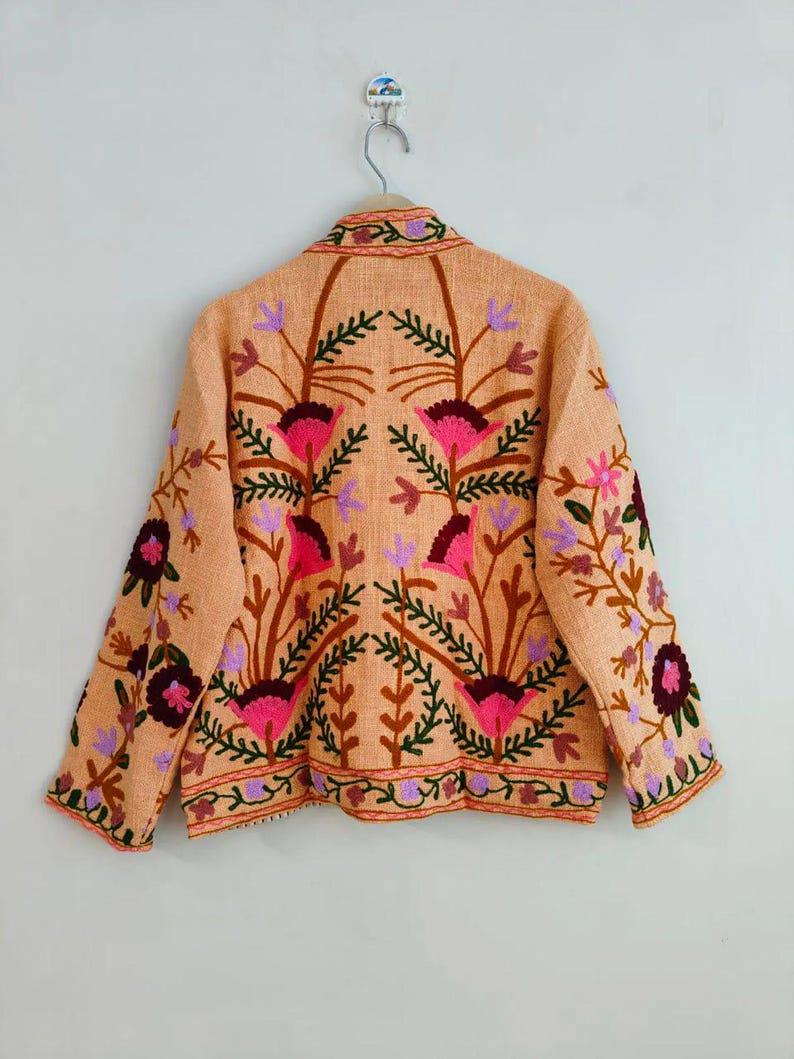 Handmade Cotton Suzani Jacket | Floral Embroidered Boho Statement Coat Bohozani