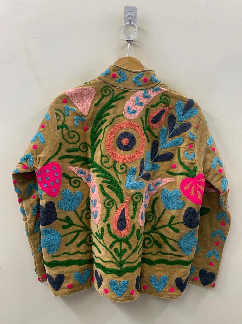 Velvet Suzani Jacket – Hand-Embroidered Floral Folk Coat – Boho Outerwear Bohozani