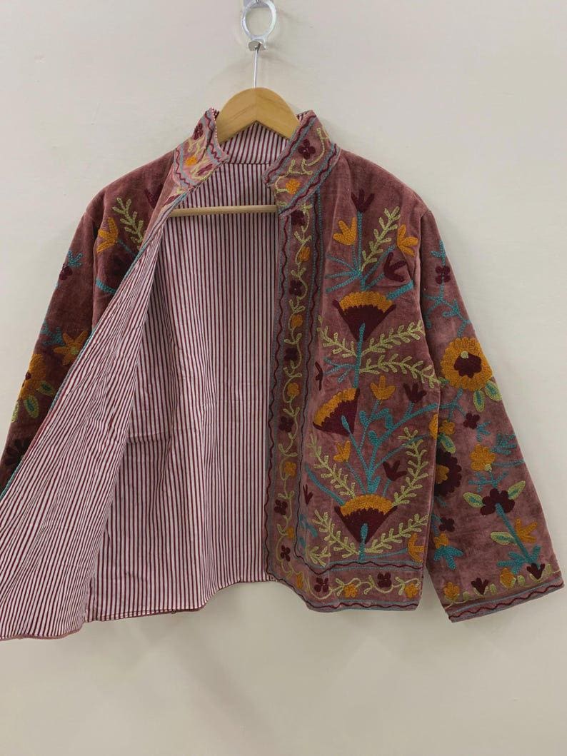 Unique Handmade Velvet Suzani Embroidered Jacket Bohozani