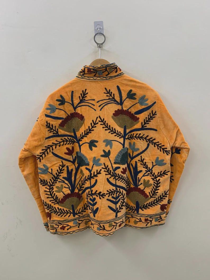 Velvet Suzani Jacket – Hand-Embroidered Boho Ethnic Kimono Outerwear Bohozani