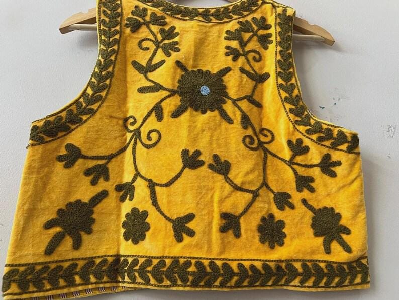 Hand-Embroidered Suzani Velvet Vest | Boho Floral Ethnic Waistcoat, Festival Clothing Bohozani