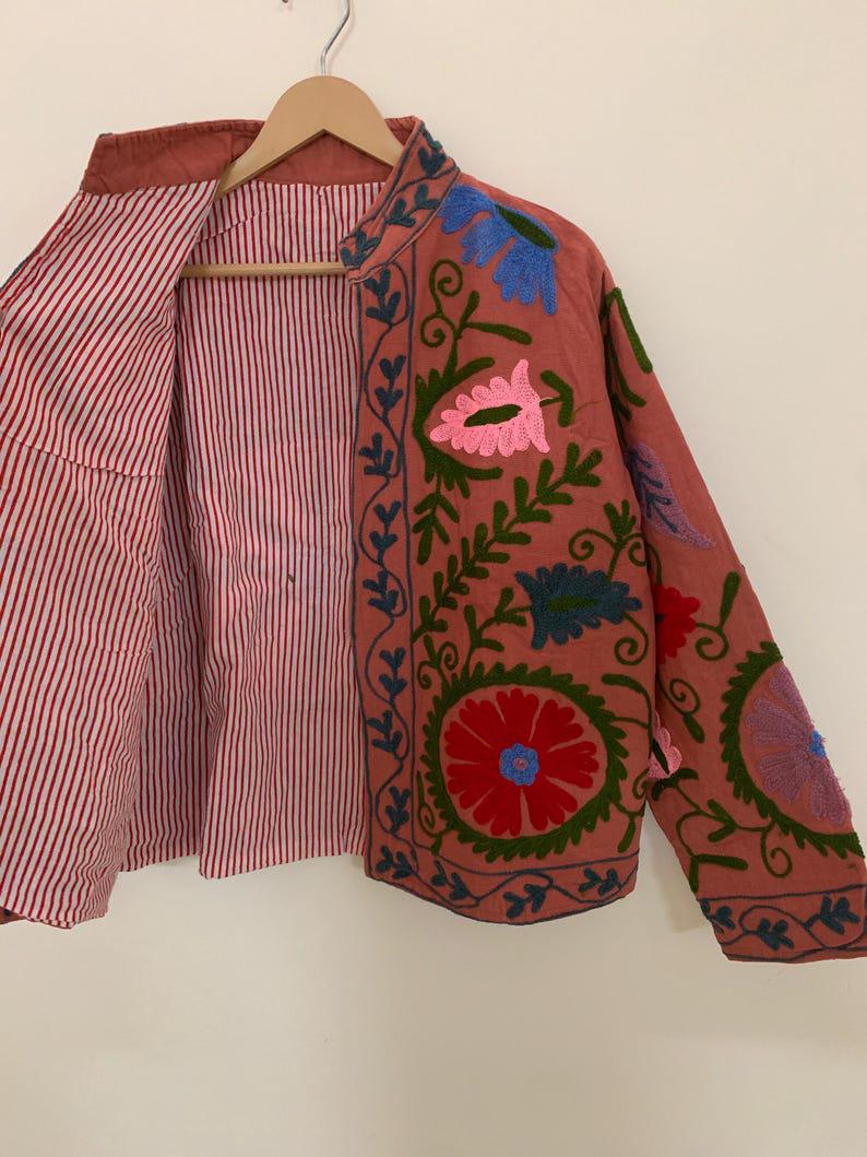 Hand-Embroidered Suzani Velvet Jacket | Bohemian Floral Duster Bohozani