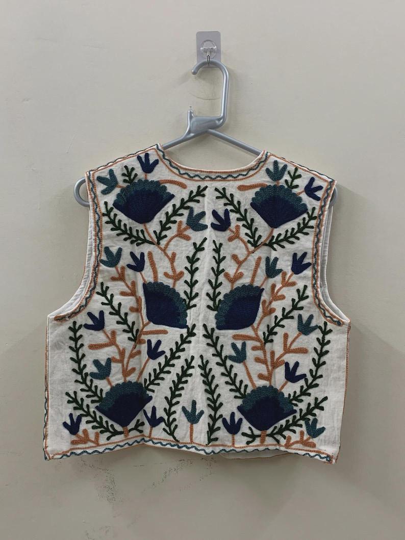 Hand-Embroidered Suzani Velvet Vest | Floral Boho Festival Jacket Bohozani