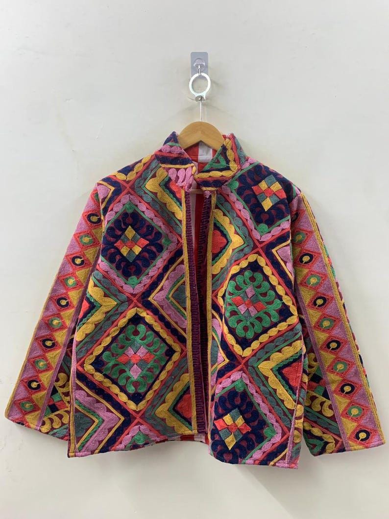 Handmade Velvet Suzani Embroidered Jacket Bohozani