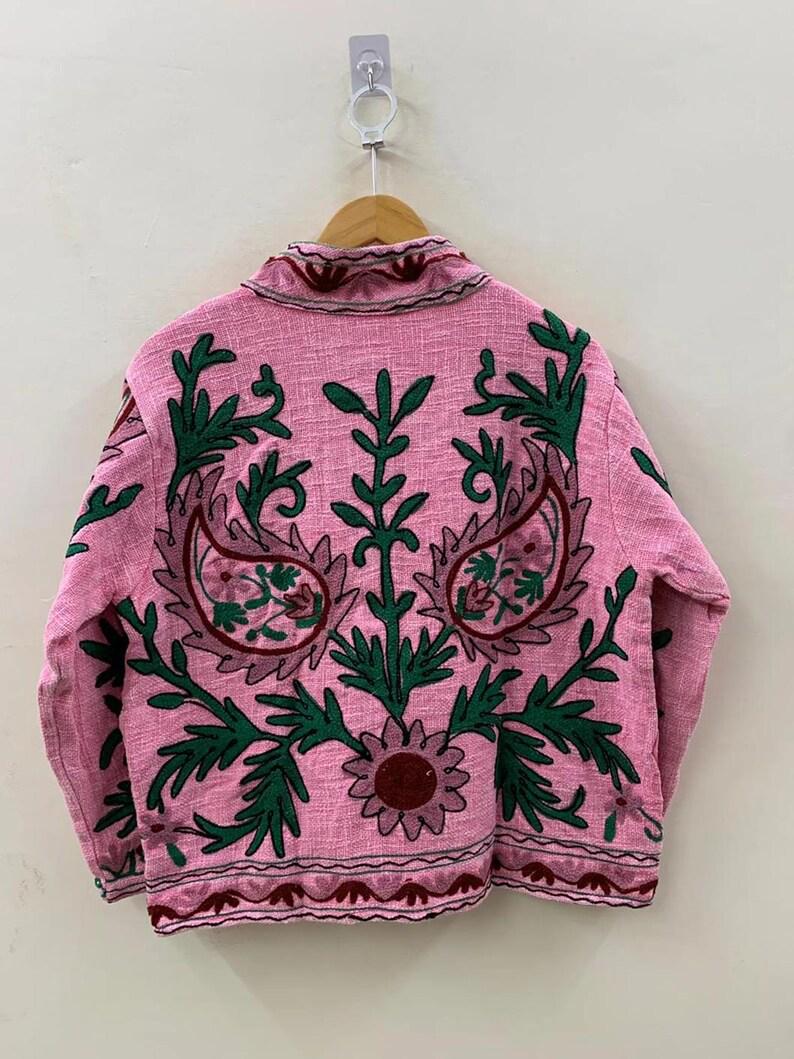 Embroidered Cotton Velvet Suzani Jacket | Floral Folk Art Boho Outerwear Bohozani