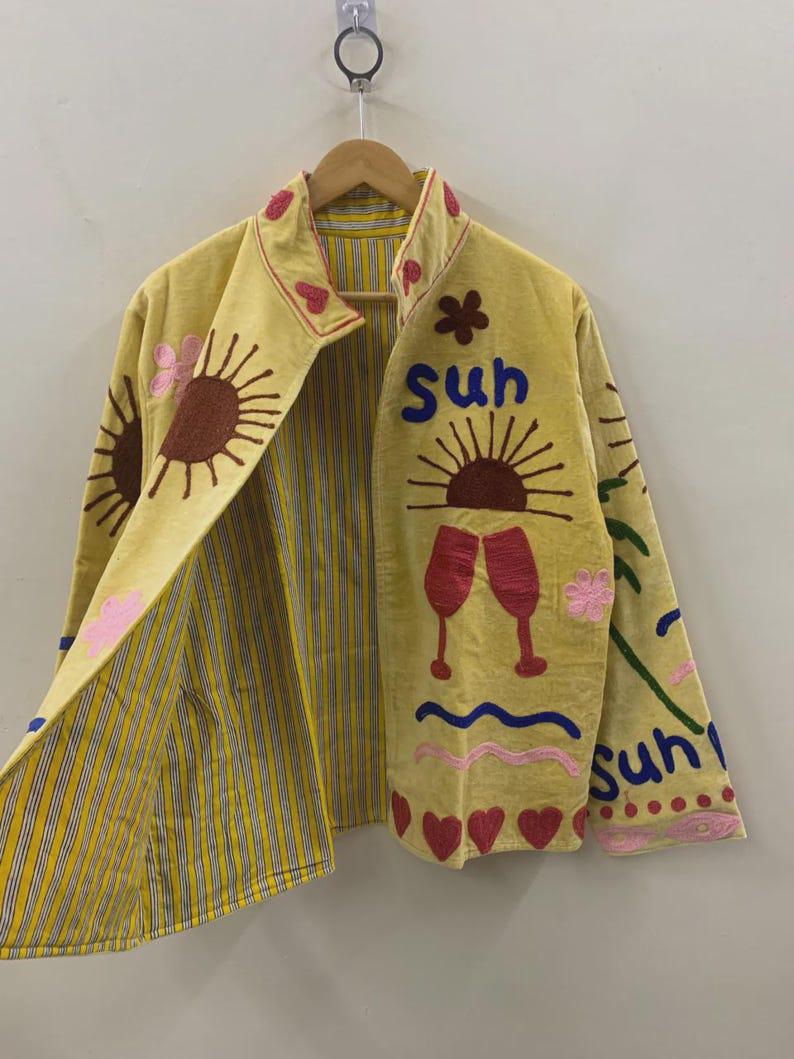 Embroidered Velvet Suzani Jacket | Bohemian Indian Coat Bohozani
