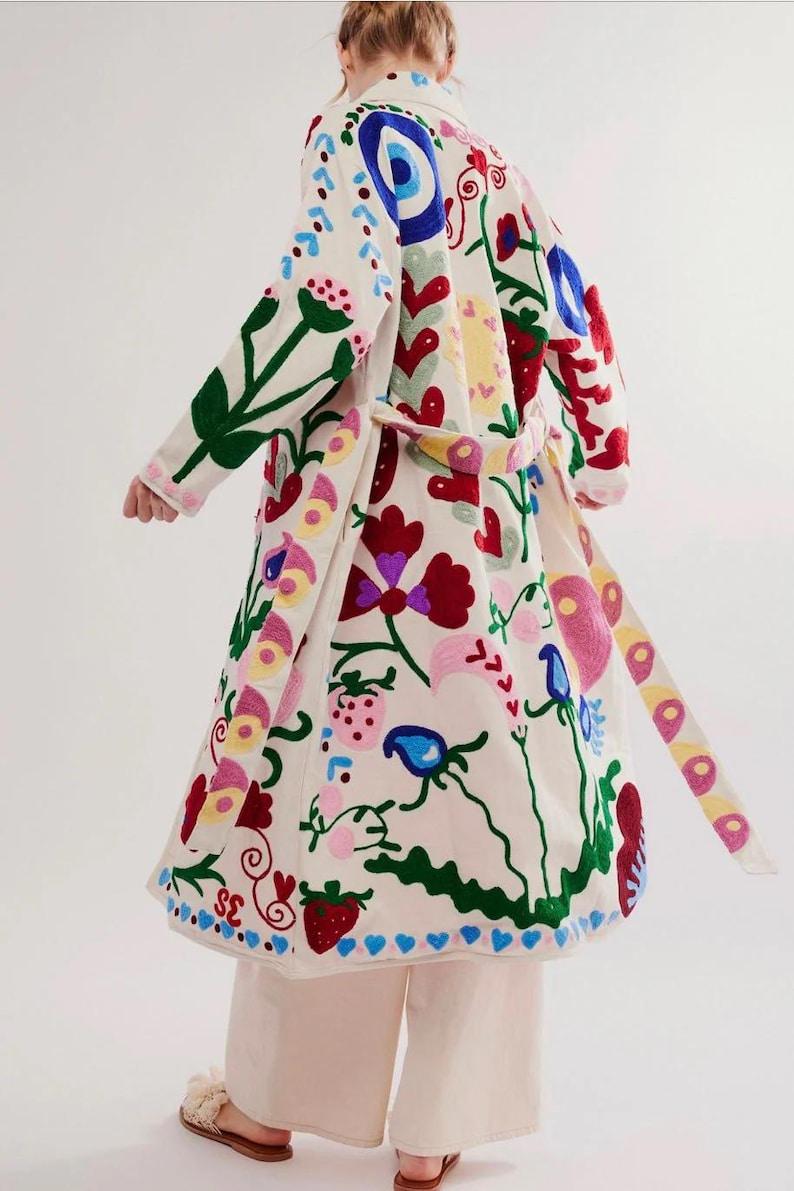 WHITE velvet with MULTI COLOR embroidery Bohozani