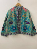 Hand-Embroidered Cotton Suzani Jacket – Vintage Boho Kimono Coat Bohozani