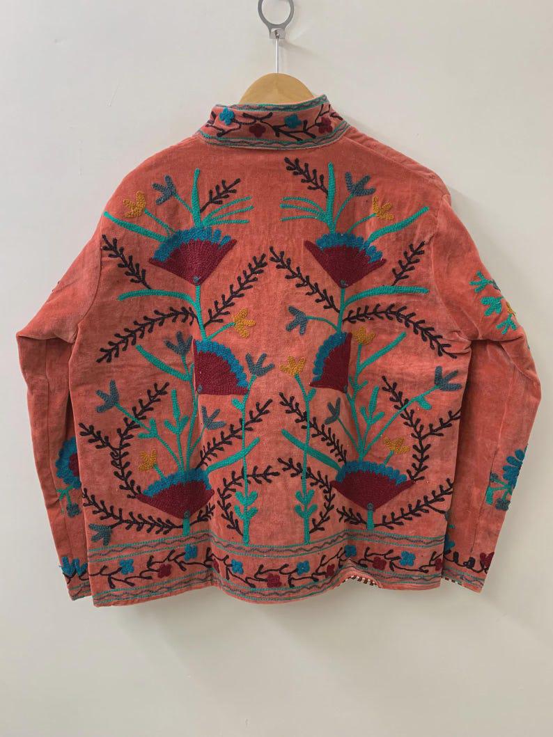NEW COLLECTION Hand-Embroidered Velvet Suzani Jacket – Boho Ethnic Kimono Outerwear Bohozani