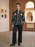 Embroidered Velvet Cropped Jacket | Colorful Suzani Floral Outerwear Bohozani