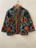 Embroidered Velvet Suzani Jacket | Uzbek Floral Outerwear, Cropped Boho Style Bohozani