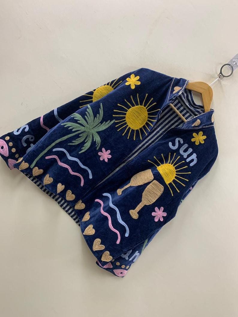 Embroidered Velvet Suzani Jacket | Bohemian Party Coat Bohozani